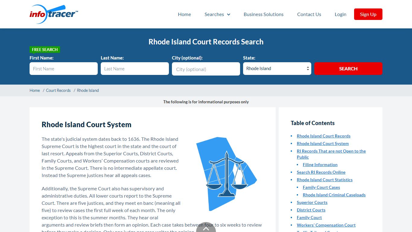 Search Rhode Island Court Records By Name Online - InfoTracer